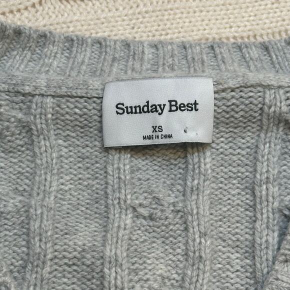 Sunday Best Gray Chunky Cable Knit Sweater sz XS Wool - Picture 4 of 8